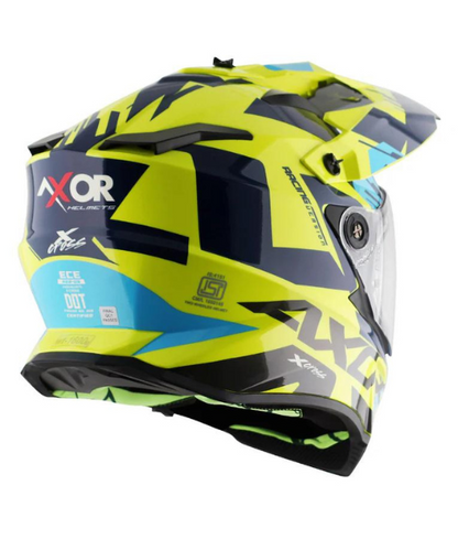 Axor X-cross X1 Dual Visor Helmet - Neon Yellow Blue