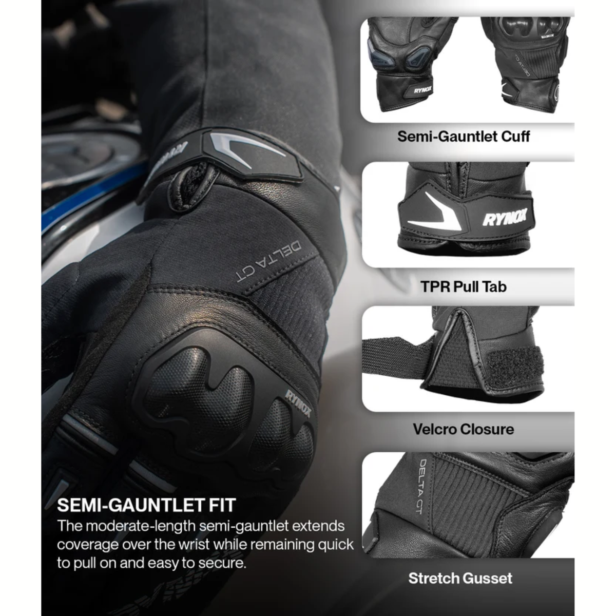 Rynox Delta GT Riding Gloves - Black - Rynox