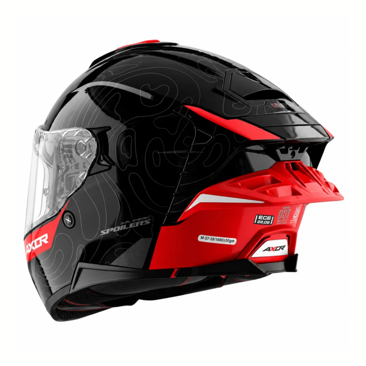Axor Brutale Airwaves Dual Spoiler Helmet - Gloss Black Red