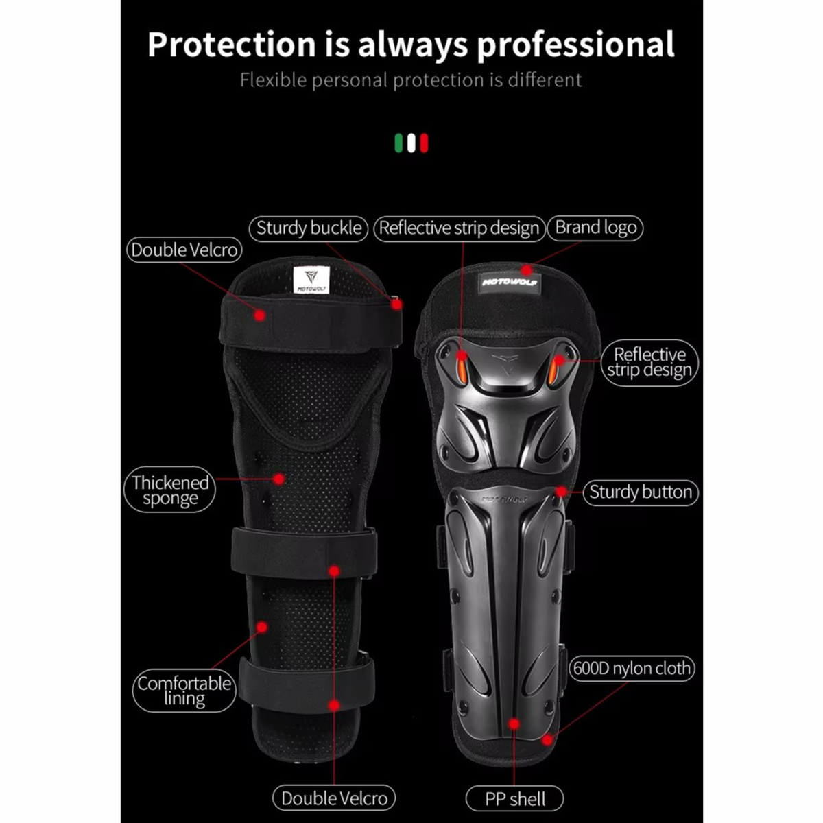 Motowolf Knee and Elbow Guard - MDL1010 - Black - Motowolf