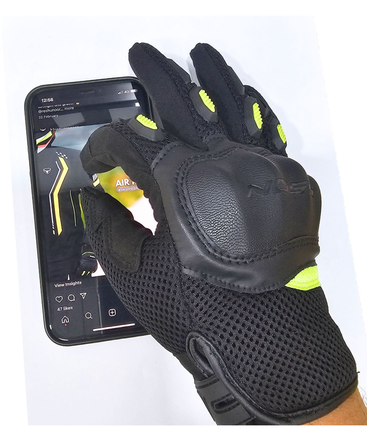 Bison ProGear Acer Riding Gloves - Black Yellow Neon