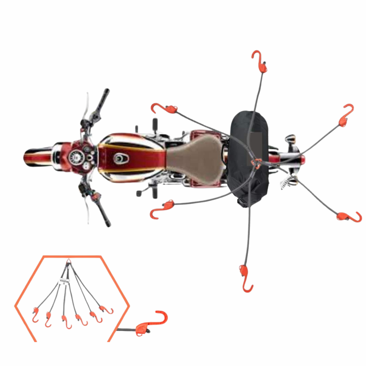 Mototech Hexapod Bungee Tie-down System 32" 80cm Grey Orange