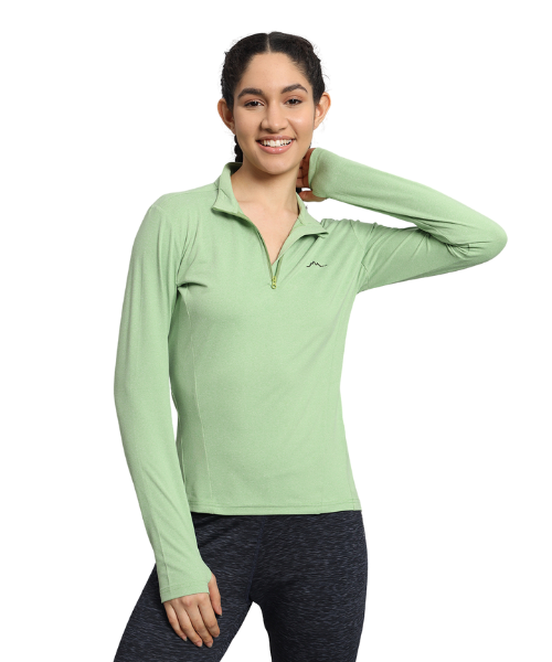 Reccy Women's Nomadic Full Sleeves T Shirt - Green Tea