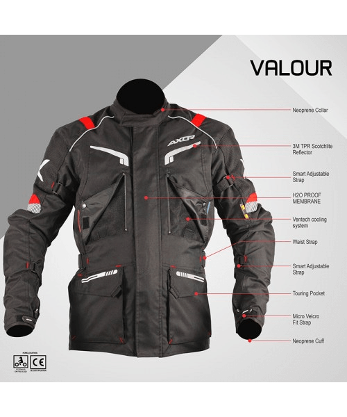 Axor Valour Riding Jacket - Black Red