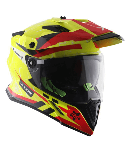 Axor X-Cross Flash Dual Visor Helmet - Neon Yellow Red