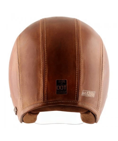 Axor Retro Jet Leather Burnt Helmet - Camel Brown