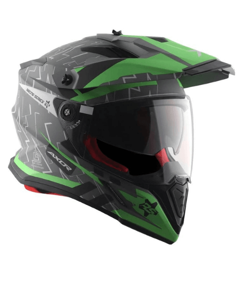 Axor X-Cross Flash Dual Visor Helmet - Dull Cool Grey Green