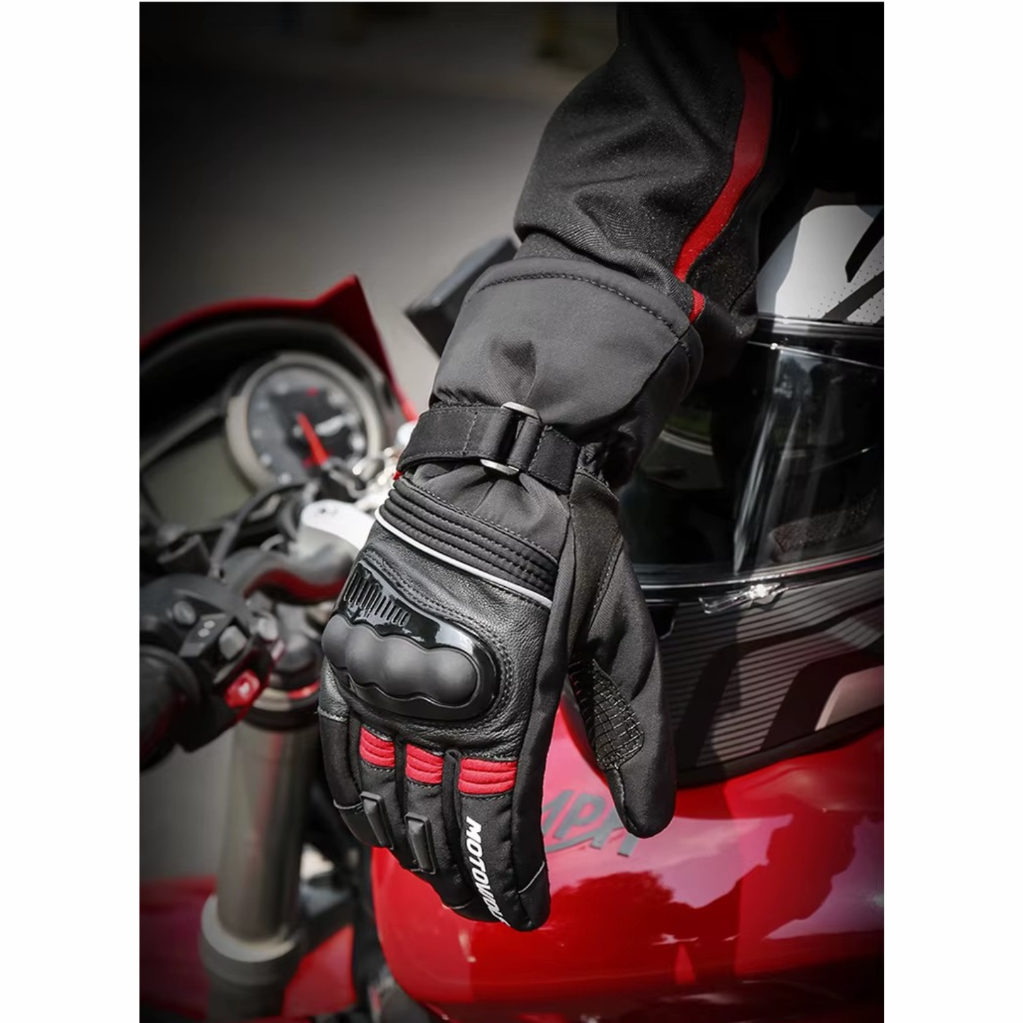 Motowolf Winter Motorcycle Gloves - MDL0318 - Black Red
