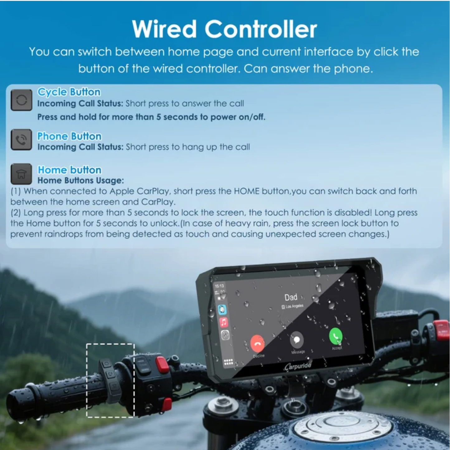 Carpuride W602S Pro 6-Inch Motorcycle CarPlay