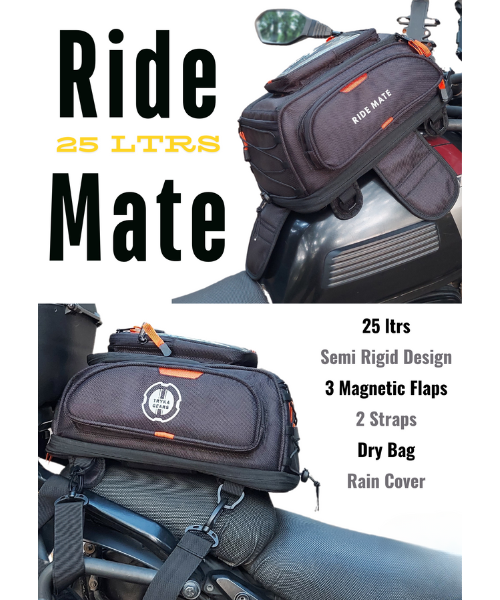 Tryka Gears Ride Mate 2.0 (25 Ltrs) Tank Bag - Black Orange