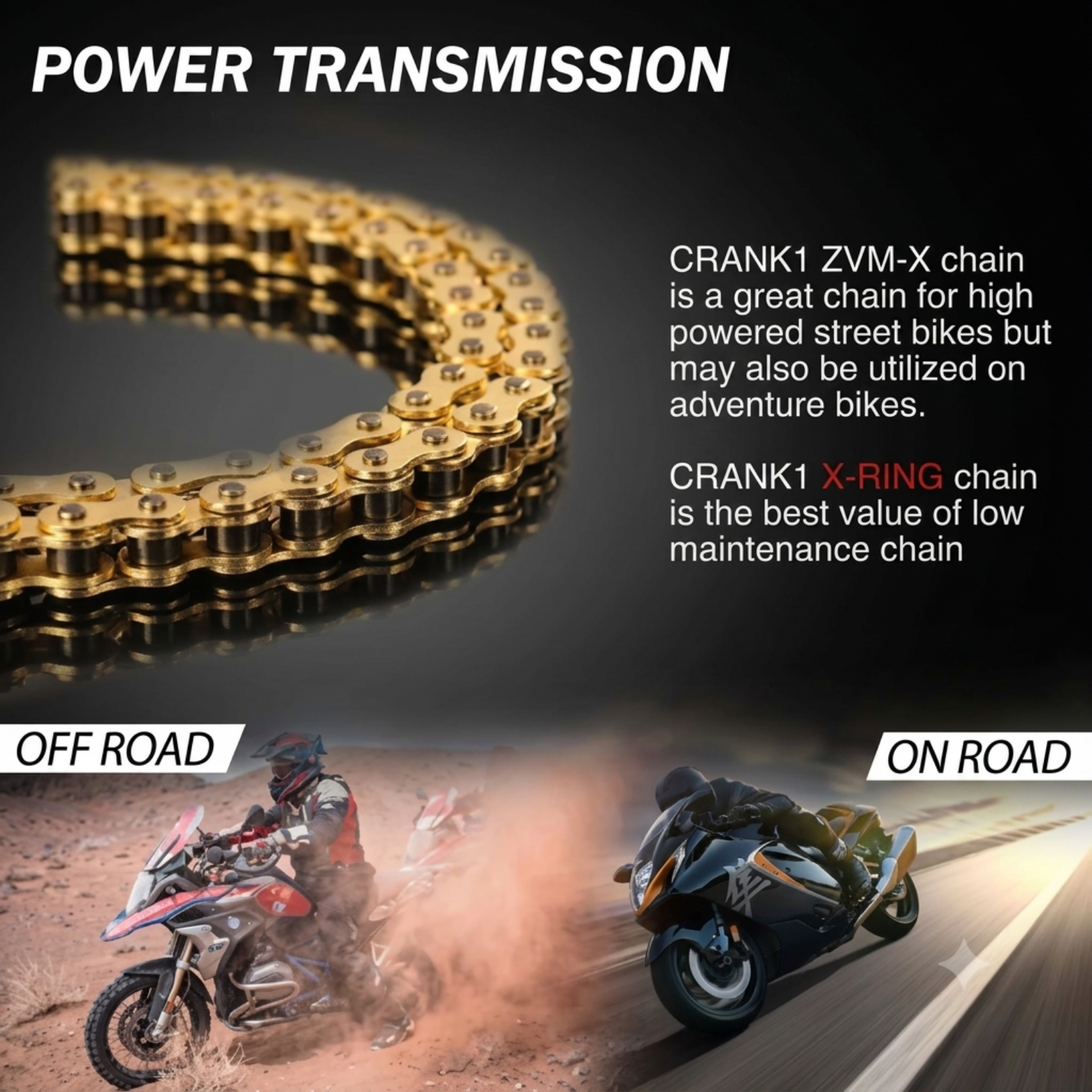 Crank1 Kawasaki Z800 (2013-2018) 520 Pitch ZVM-X 114L Chain - Gold