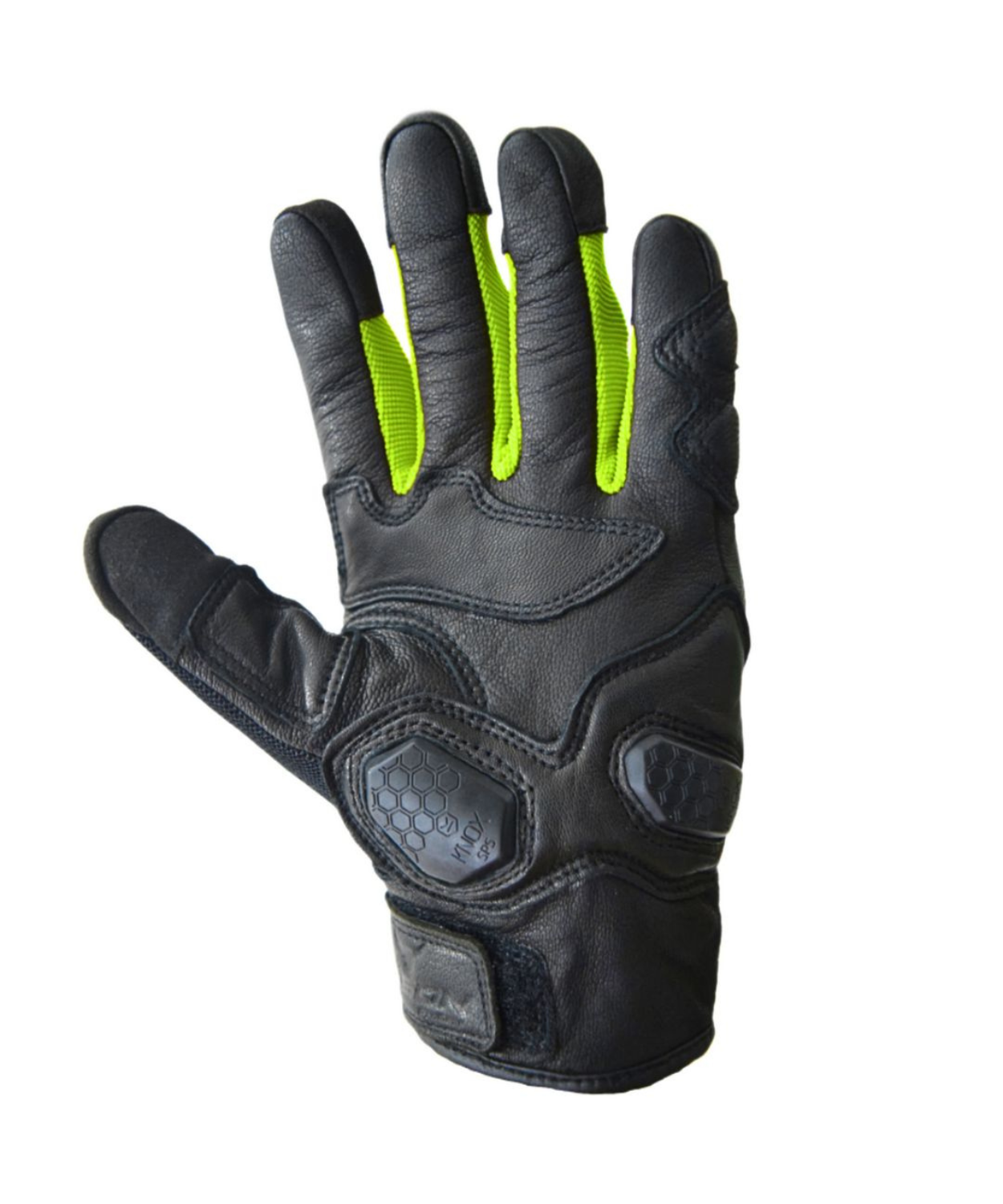 Bison ProGear Air Pro Riding Gloves - Black Hi-Viz Green