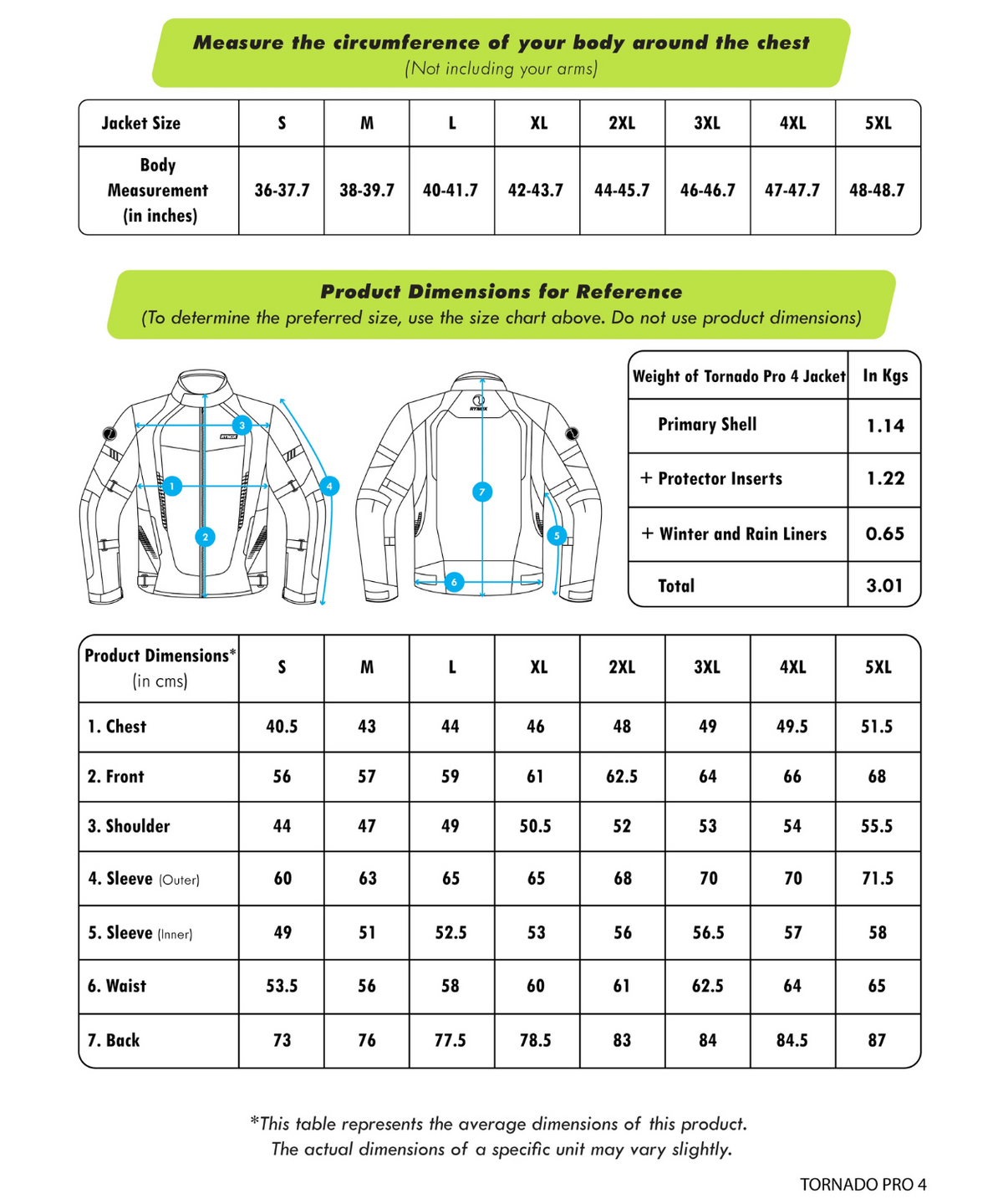 Rynox Tornado Pro 4 CE Certified Class A Riding Jacket - Black Hi-Viz Green