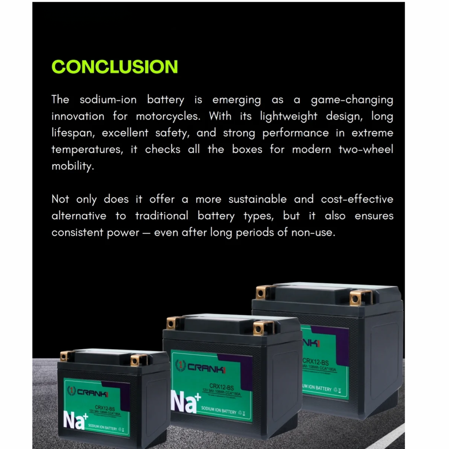 Crank1 Sodium ION Factory Activated Battery for Triumph Street Triple 765 RS (2021 Onwards) - CRX10S