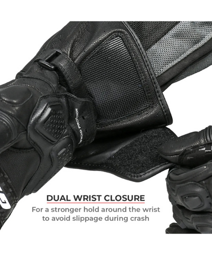 Viaterra Grid MK3 Full Gauntlet Motorcycle Riding Gloves - Black