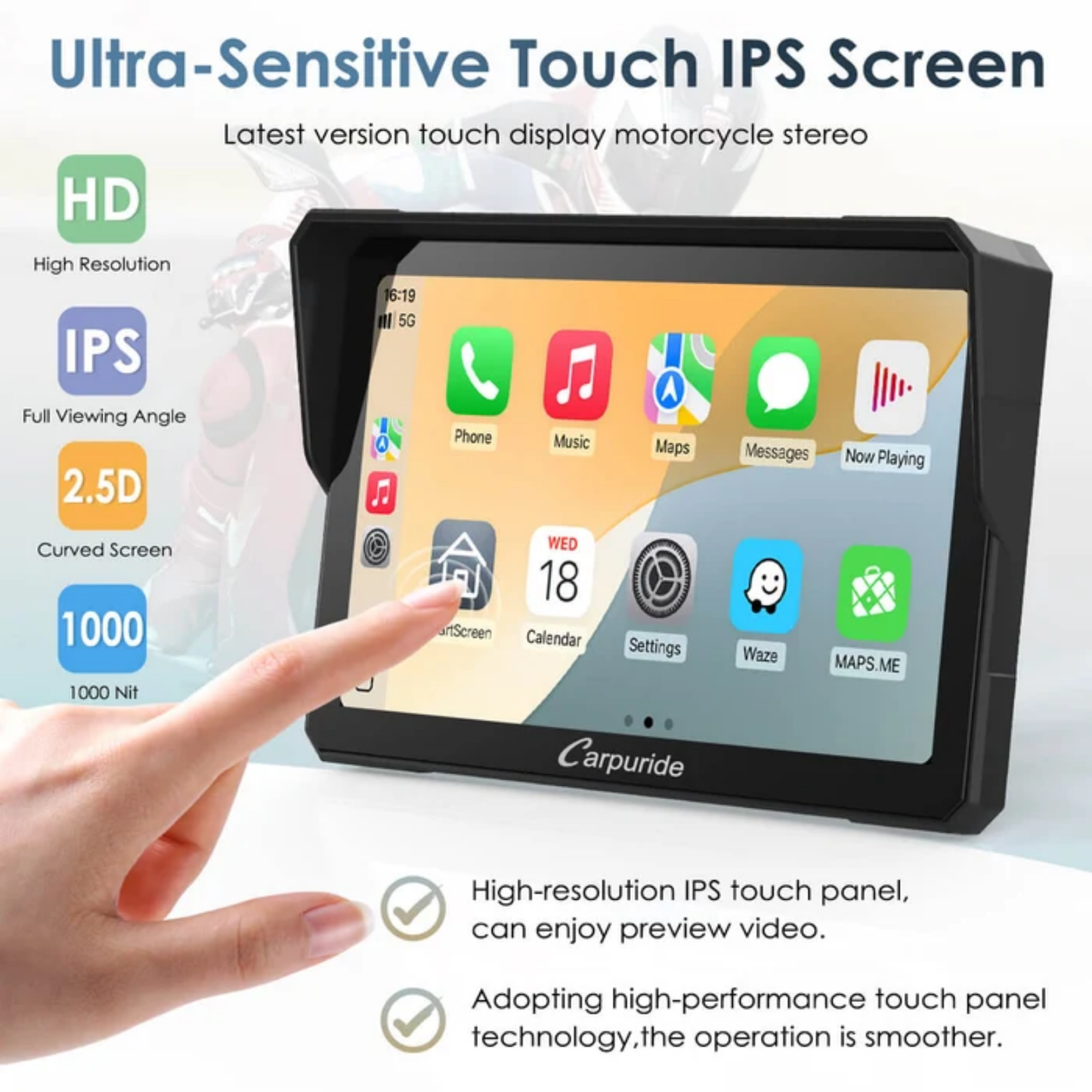 Carpuride W702BS BMW Motorcycle CarPlay with OEM Controller Integration