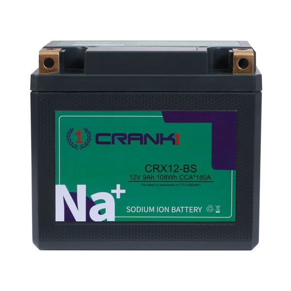 Crank1 CRX12-BS battery side view, YTX12-BS replacement