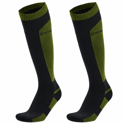 Moto Arch Knee High Waterproof and Winter Socks - Army Green