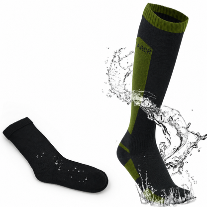 Moto Arch Knee High Waterproof and Winter Socks - Army Green