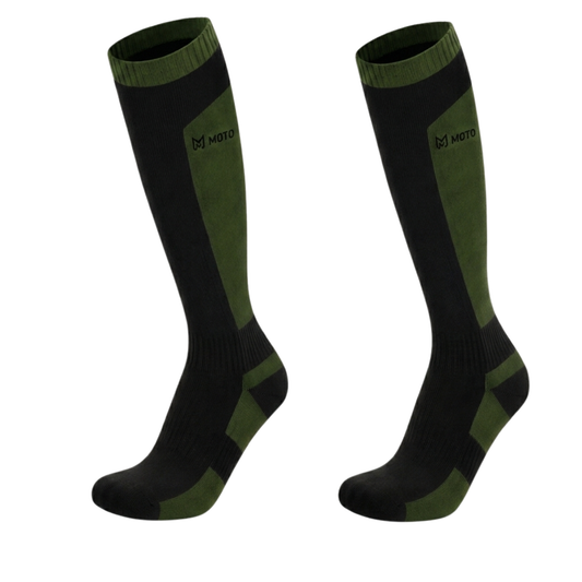 Moto Arch Knee High Waterproof and Winter Socks - Army Green