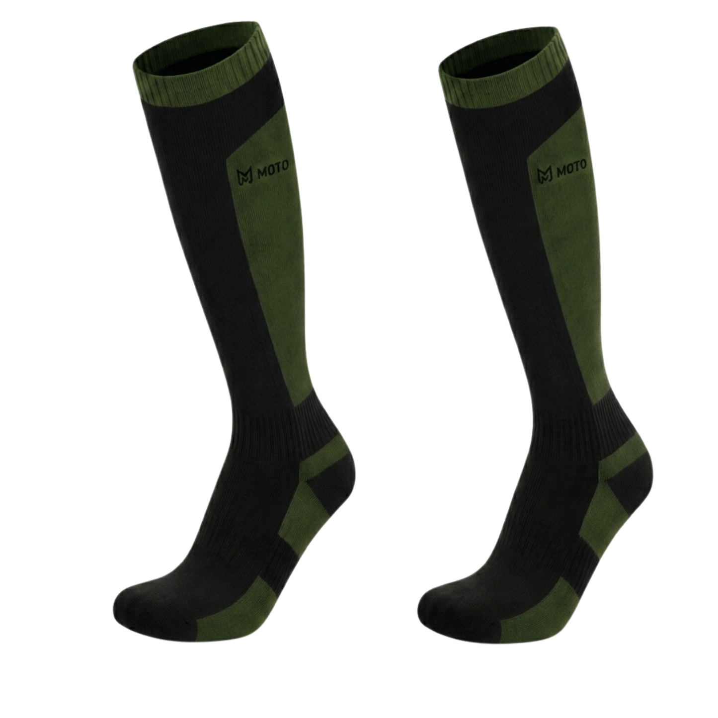Moto Arch Knee High Waterproof and Winter Socks - Army Green
