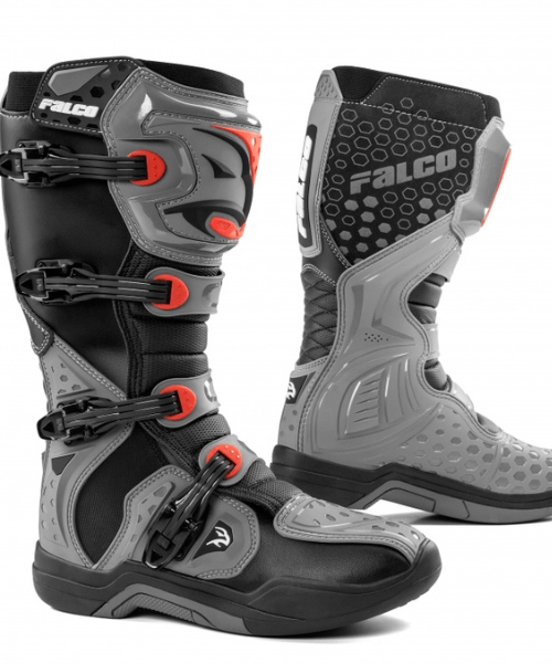 Falco Level Motorcycle Riding Boots - Grey Red