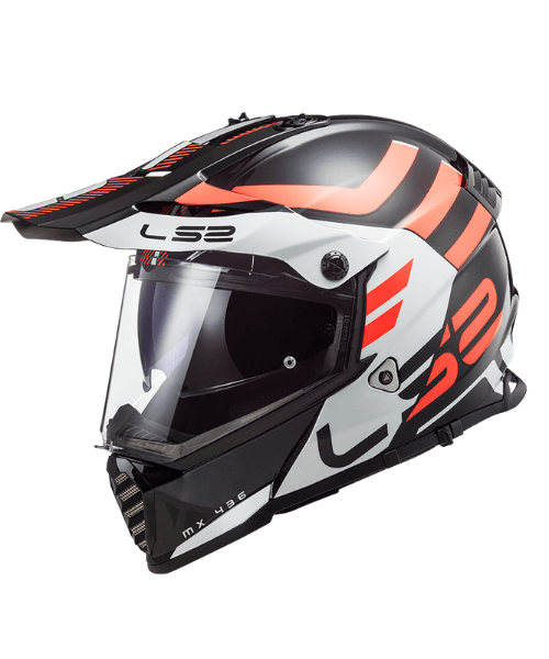 LS2 MX436 Pioneer Evo Dual Sport Helmet - Adventurer Black White Red Orange