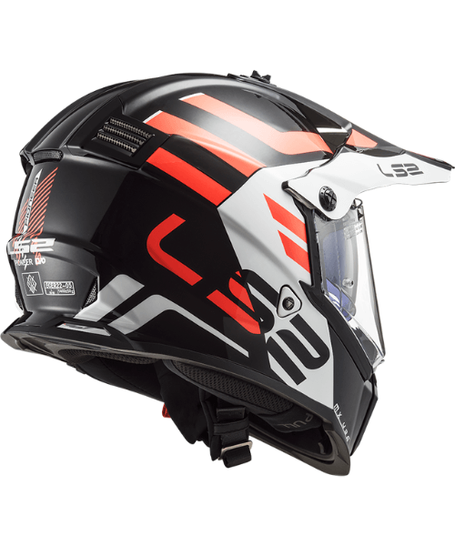 LS2 MX436 Pioneer Evo Dual Sport Helmet - Adventurer Black White Red Orange