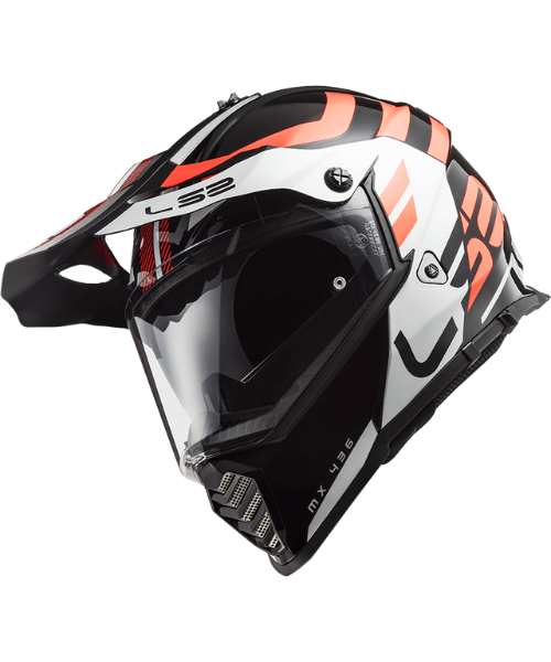 LS2 MX436 Pioneer Evo Dual Sport Helmet - Adventurer Black White Red Orange