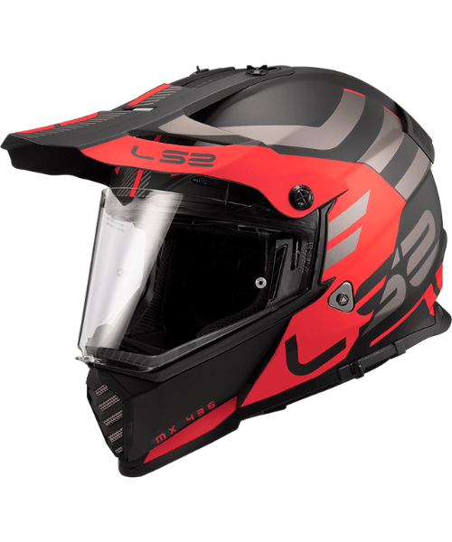 LS2 MX436 Pioneer Evo Dual Sport Helmet - Adventure Matt Black Red