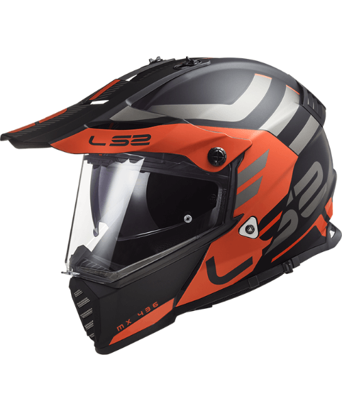 LS2 MX436 Pioneer Evo Dual Sport Helmet - Adventurer Matt Black Orange