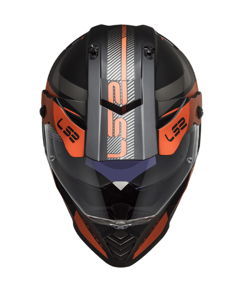 LS2 MX436 Pioneer Evo Dual Sport Helmet - Adventurer Matt Black Orange
