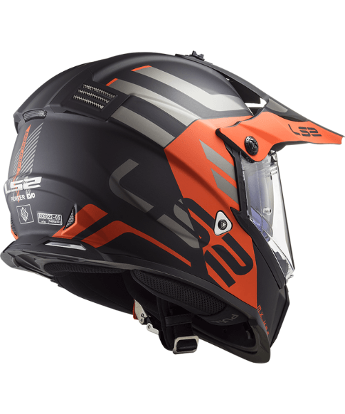 LS2 MX436 Pioneer Evo Dual Sport Helmet - Adventurer Matt Black Orange