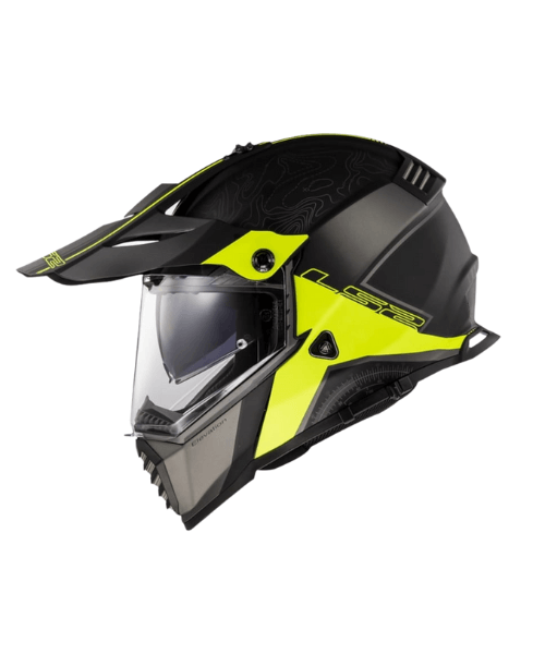 LS2 MX436 Pioneer Evo Dual Sport Helmet - Blaze Elevation Matt Black Hi Vis