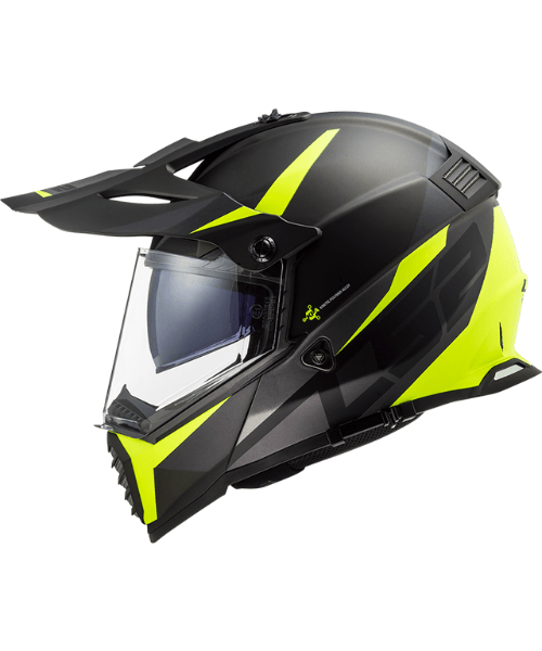 LS2 MX436 Pioneer Evo Dual Sport Helmet - Router Matt Hi Viz Yellow