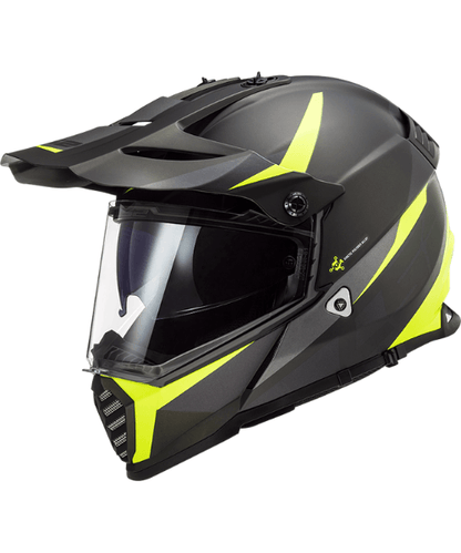 LS2 MX436 Pioneer Evo Dual Sport Helmet - Router Matt Hi Viz Yellow