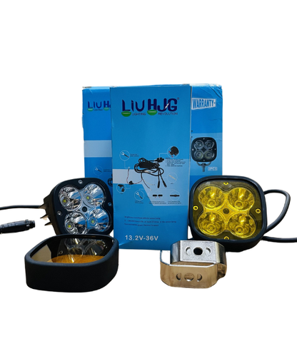 HJG LED 60W Motorcycle Spot Beam Aux Lamp with brightness controller switch Yellow Filter Cap And Switch control With 3