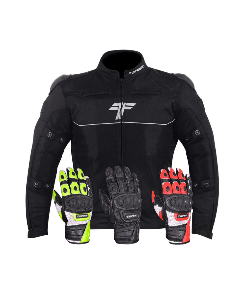 Tarmac One III Level 2 Riding Jacket with SAFE TECH protectors + FREE Tarmac Swift Gloves - Black