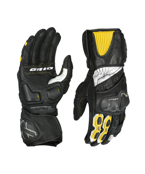 Viaterra Grid MK3 Full Gauntlet Motorcycle Riding Gloves - Yellow