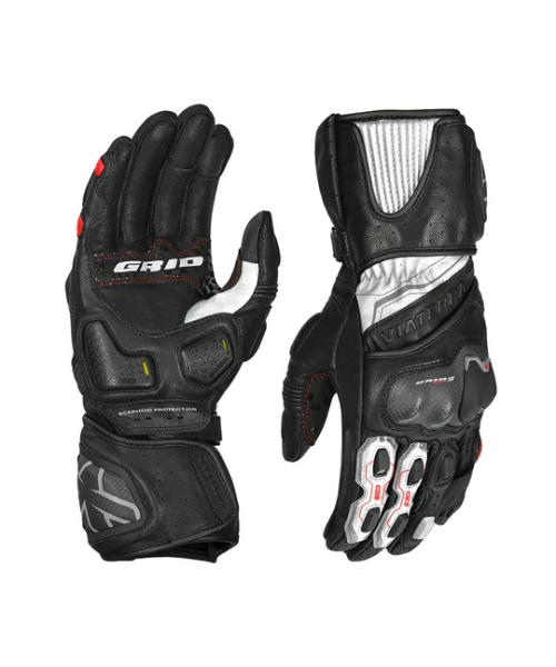 Viaterra Grid MK3 Full Gauntlet Motorcycle Riding Gloves - Red