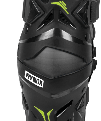 Rynox Bastion Bionic Knee Guards - Black Hi-Viz Green