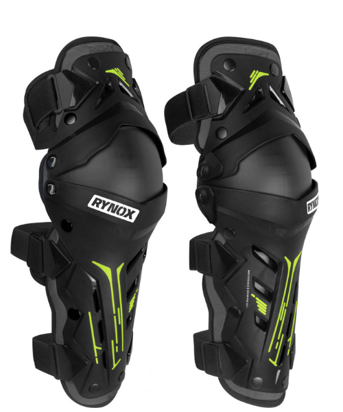 Rynox Bastion Bionic Knee Guards - Black Hi-Viz Green