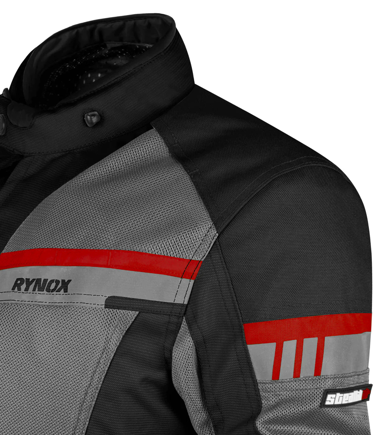Rynox Stealth Air Pro Riding Jacket - Black Grey Red