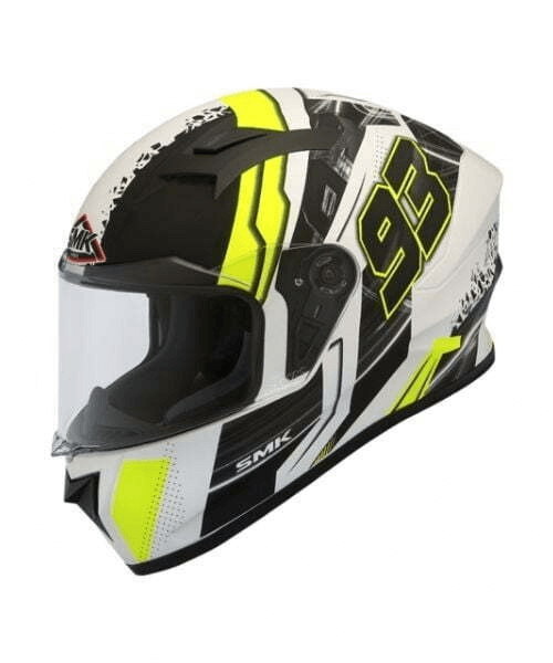 SMK Stellar 93 Swank MA124 White Black Yellow Helmet