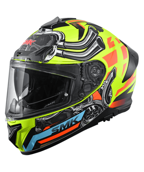 SMK Typhoon Motorhead MA476 Yellow White Helmet