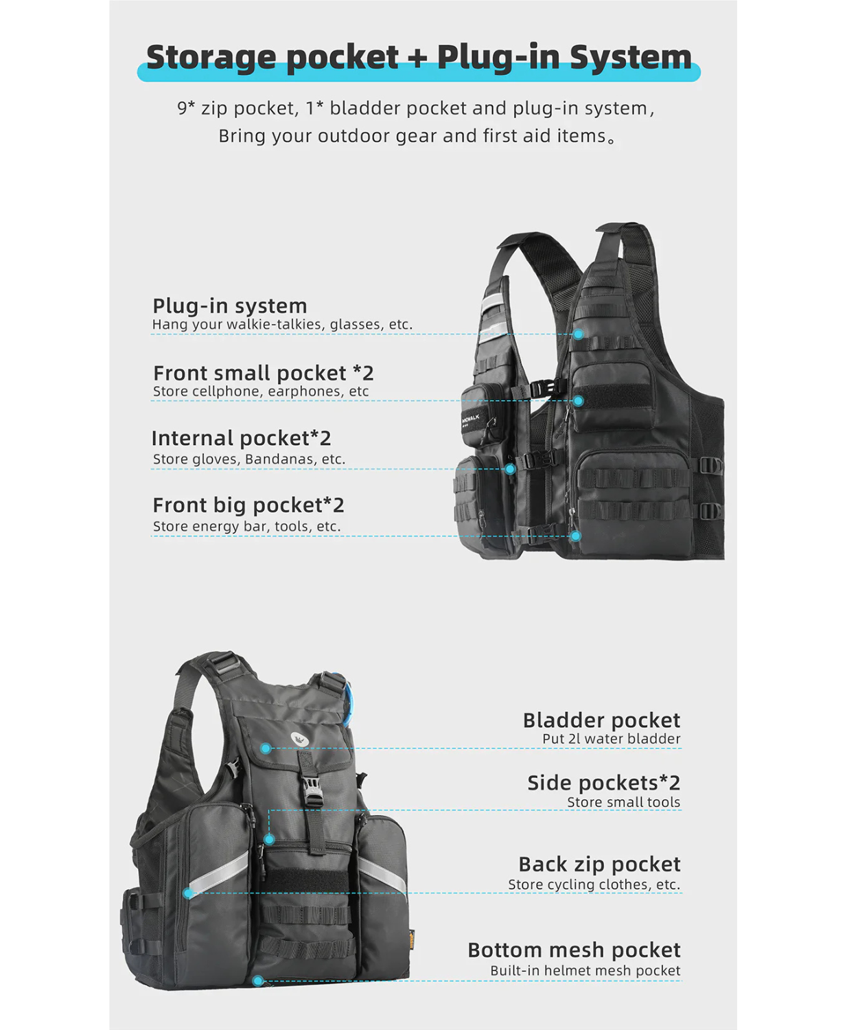 Rhinowalk Motorcycle Vest - M1012BK