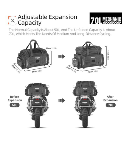 Rhinowalk Mechanics Series Tail Bag 70L - MJX2003BK
