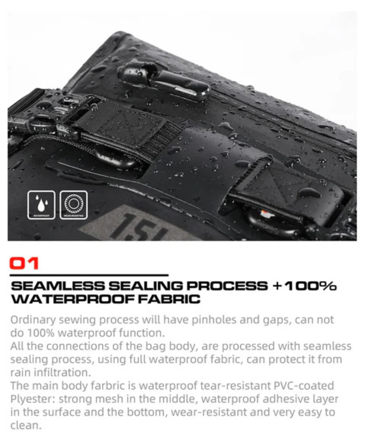 Rhinowalk 15L Waterproof Tail Bag - MT2215BK