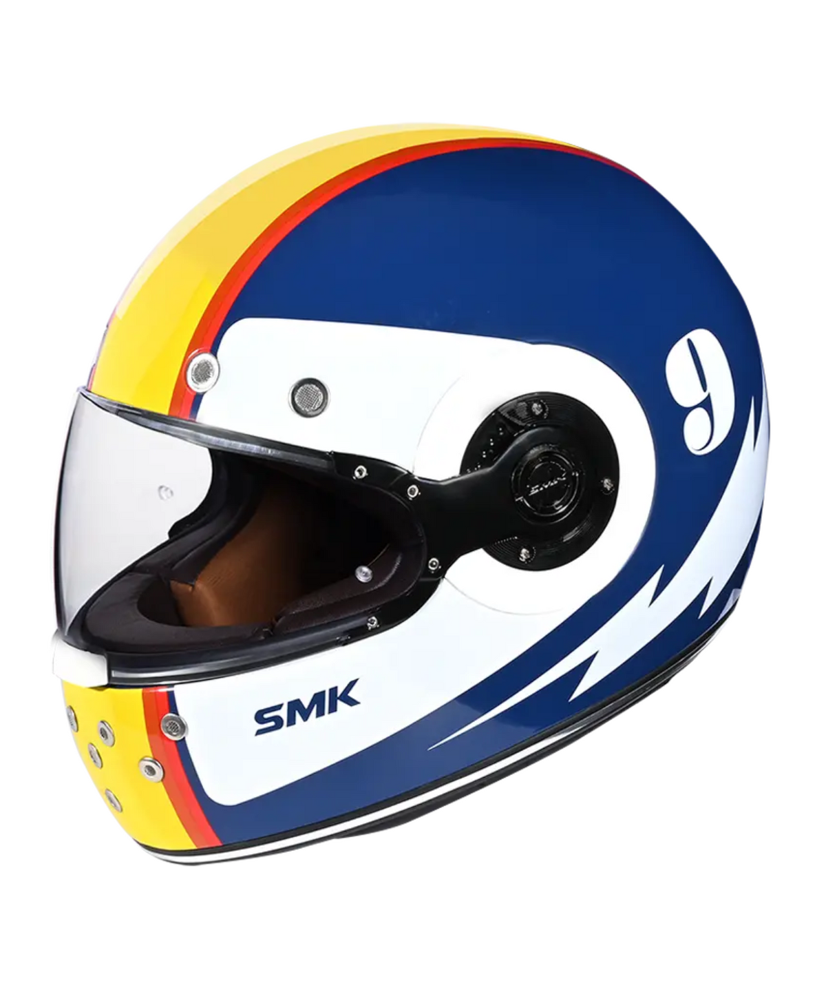 SMK Retro Electro GRPS GL514 Full Face Helmet - Gloss Yellow Red Blue - SMK
