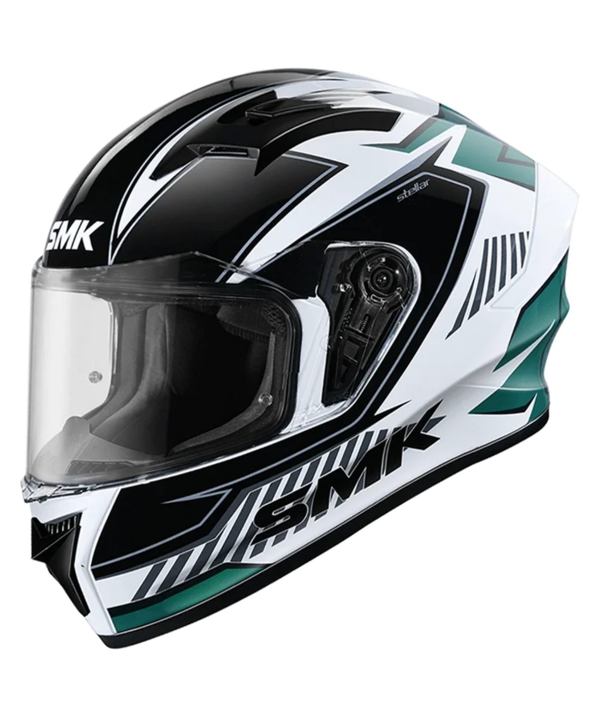 SMK Stellar Sports Adox Graphics MA182 Helmet - Matt Black White Green - SMK